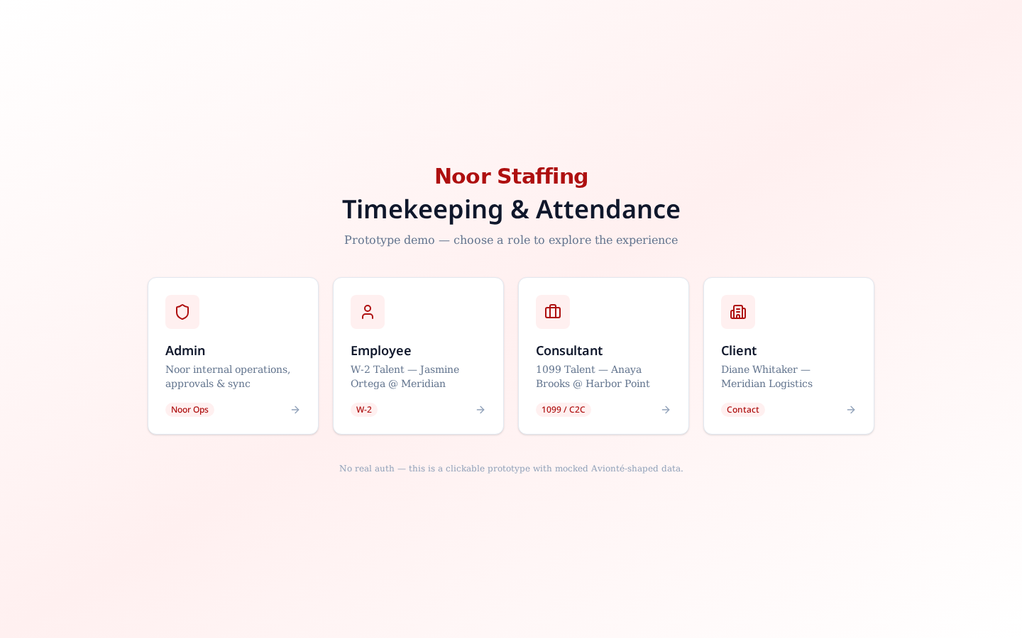 Role picker — the demo entry point